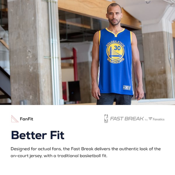 Golden State Warriors  Fast Break Custom Replica Jersey White - Association Edition/Royal