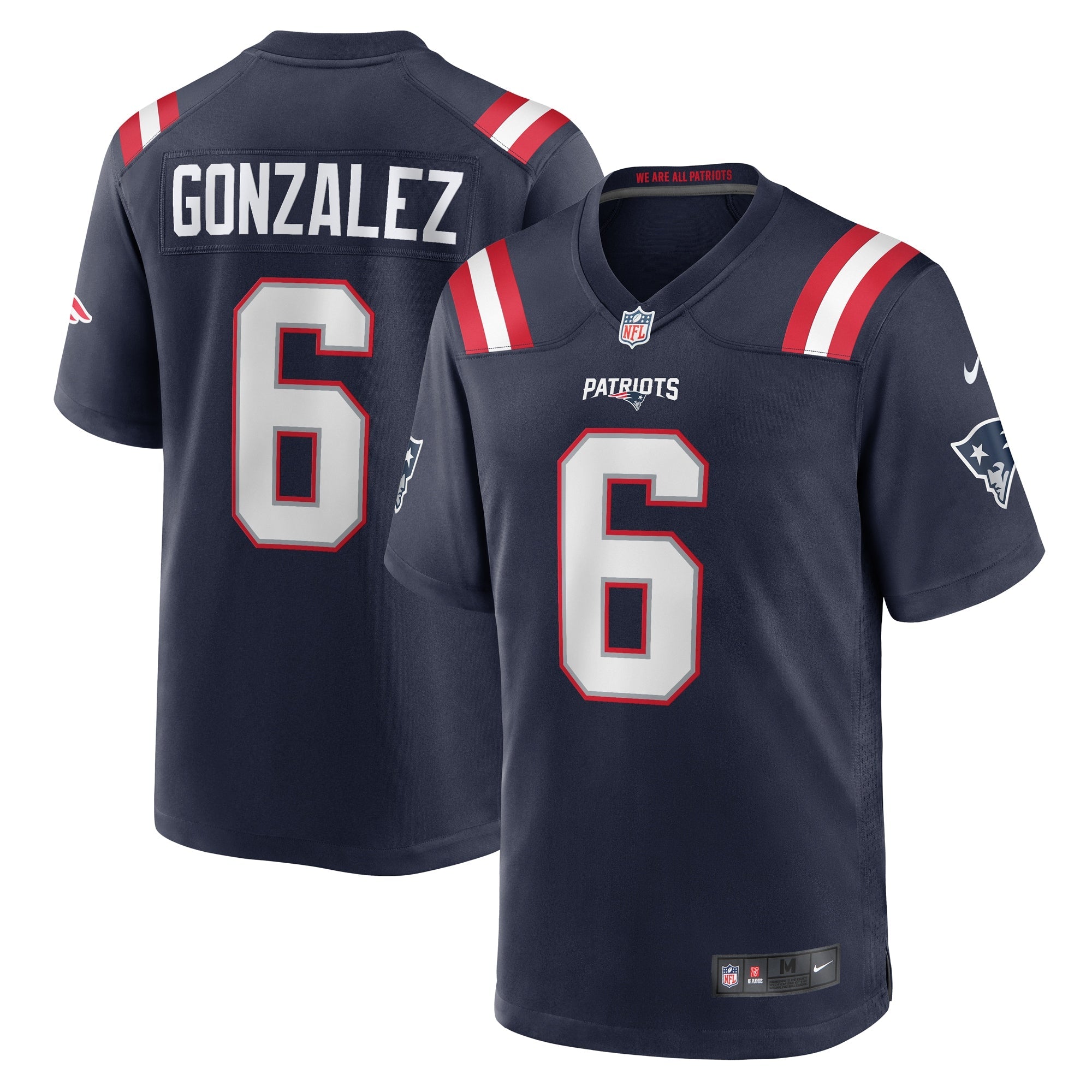 Christian Gonzalez New England Patriots Nike Alternate Team Game Jersey - Red/Navy/White