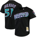 Randy Johnson Arizona Diamondbacks Cooperstown Collection Mesh Batting Practice Button-Up Jersey - Black