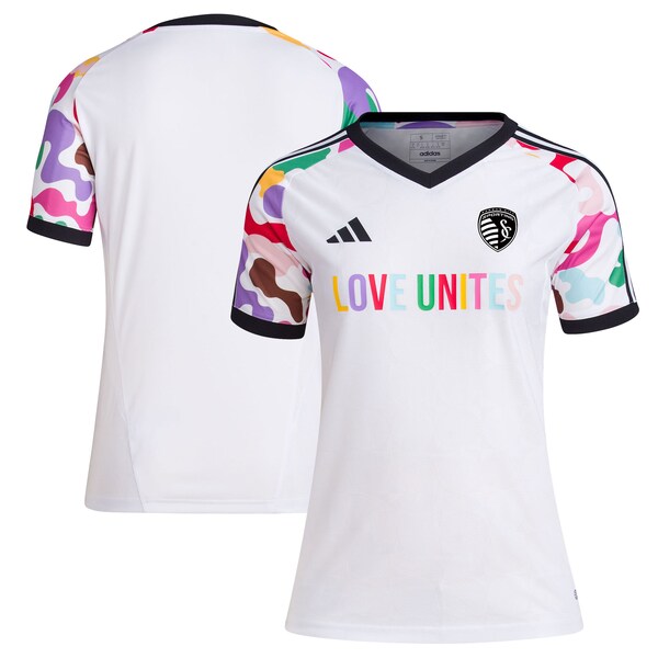 Sporting Kansas City adidas Women's 2024 Pride Pre-Match Top - White
