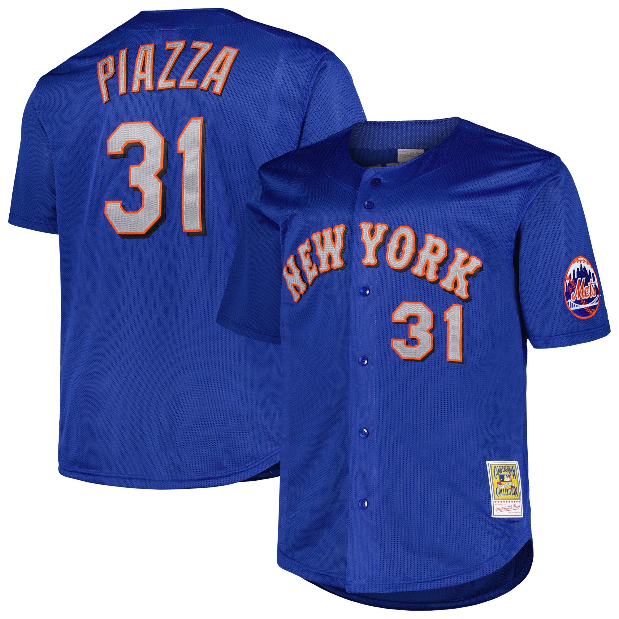 Mike Piazza New York Mets  Big & Tall Cooperstown Collection Mesh Batting Practice Jersey - Orange/Royal