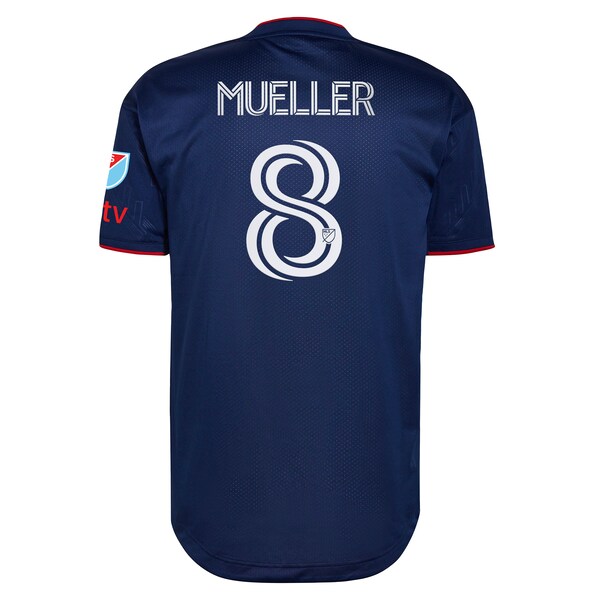 Chris Mueller Chicago Fire adidas 2024 Water Tower Kit Authentic Player Jersey - Blue
