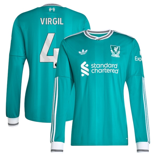 Virgil van Dijk Liverpool adidas 2025/26 Third Replica Long Sleeve Player Jersey - Green