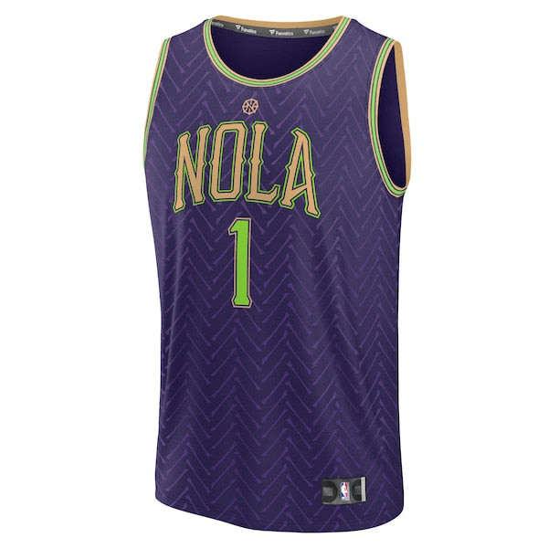 Zion Williamson New Orleans Pelicans  Youth 2024/25 Fast Break Player Jersey - City Edition - Purple