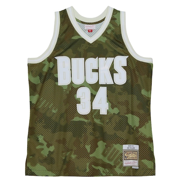 Ray Allen Milwaukee Bucks Hardwood Classics 2000/01 Ghost Green Swingman Jersey - Camo
