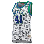 Dirk Nowitzki Dallas Mavericks Women's 1998 Doodle Swingman Jersey - White