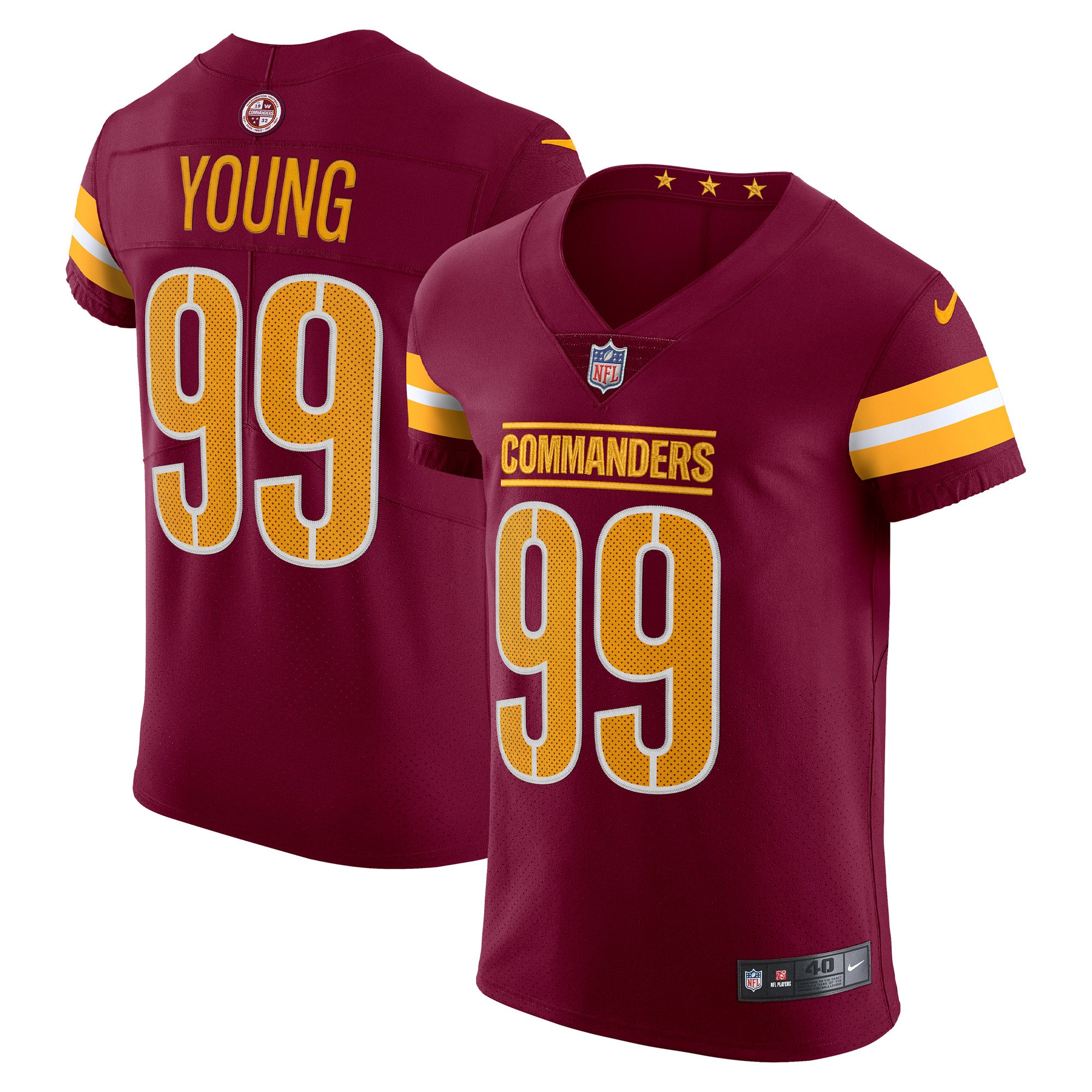 Chase Young Washington Commanders Nike Vapor Elite Jersey - White/Black/Burgundy