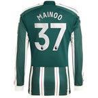 Kobbie Mainoo Manchester United adidas 2023/24 Away Long Sleeve Replica Player Jersey - Green/Red