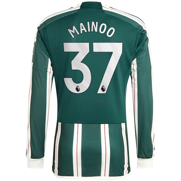 Kobbie Mainoo Manchester United adidas 2023/24 Away Long Sleeve Replica Player Jersey - Green/Red