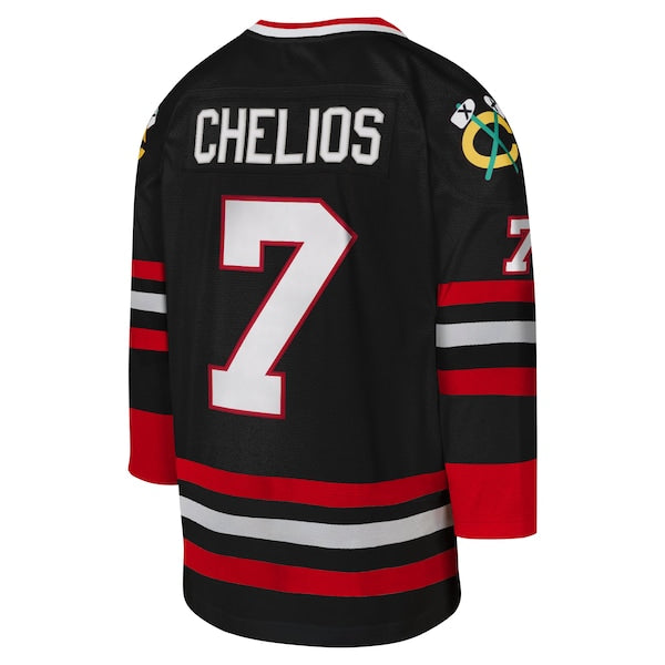 Chris Chelios Chicago Blackhawks Youth 1997-98 Blue Line Captain Patch Player Jersey - Black