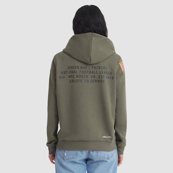 Green Bay Packers Nike Women's 2025 Salute to Service Sideline Standard Issue Dri-FIT Hoodie - Olive