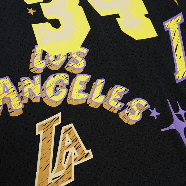 Shaquille O'Neal Los Angeles Lakers  1996/97 Swingman Sidewalk Sketch Jersey - Black