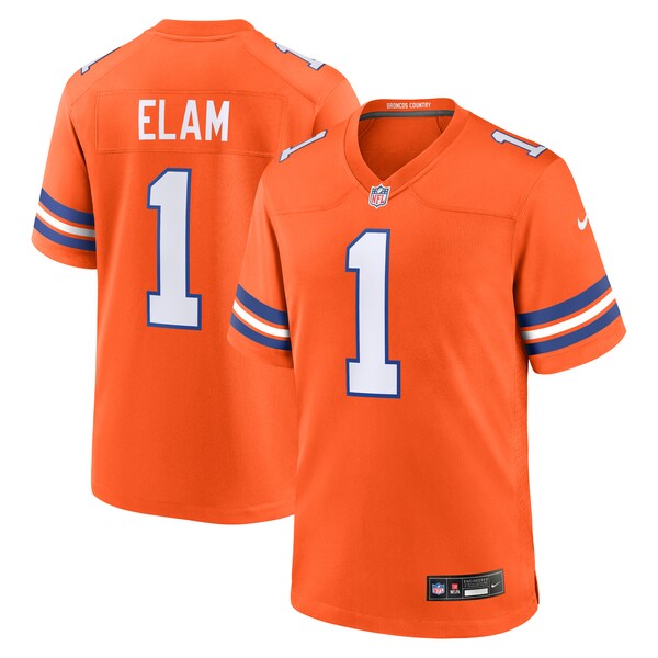 Jason Elam Denver Broncos Nike Mile High Collection 1977 Throwback Retired Player Game Jersey - Orange