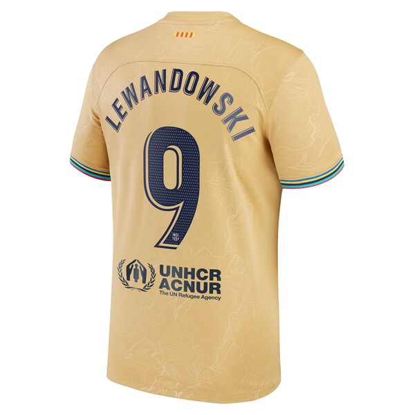 Robert Lewandowski Barcelona Nike Youth 2022/23 Away Replica Player Jersey - Gold