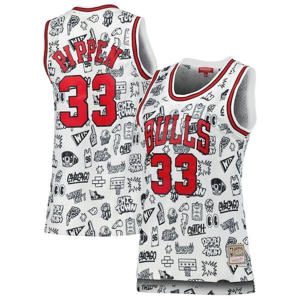 Scottie Pippen Chicago Bulls Women's 1997 Doodle Swingman Jersey - White