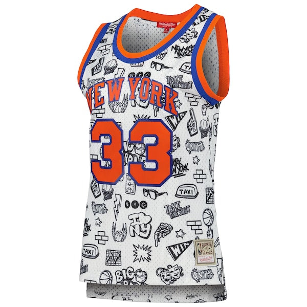 Patrick Ewing New York Knicks Women's 1991 Doodle Swingman Jersey - White