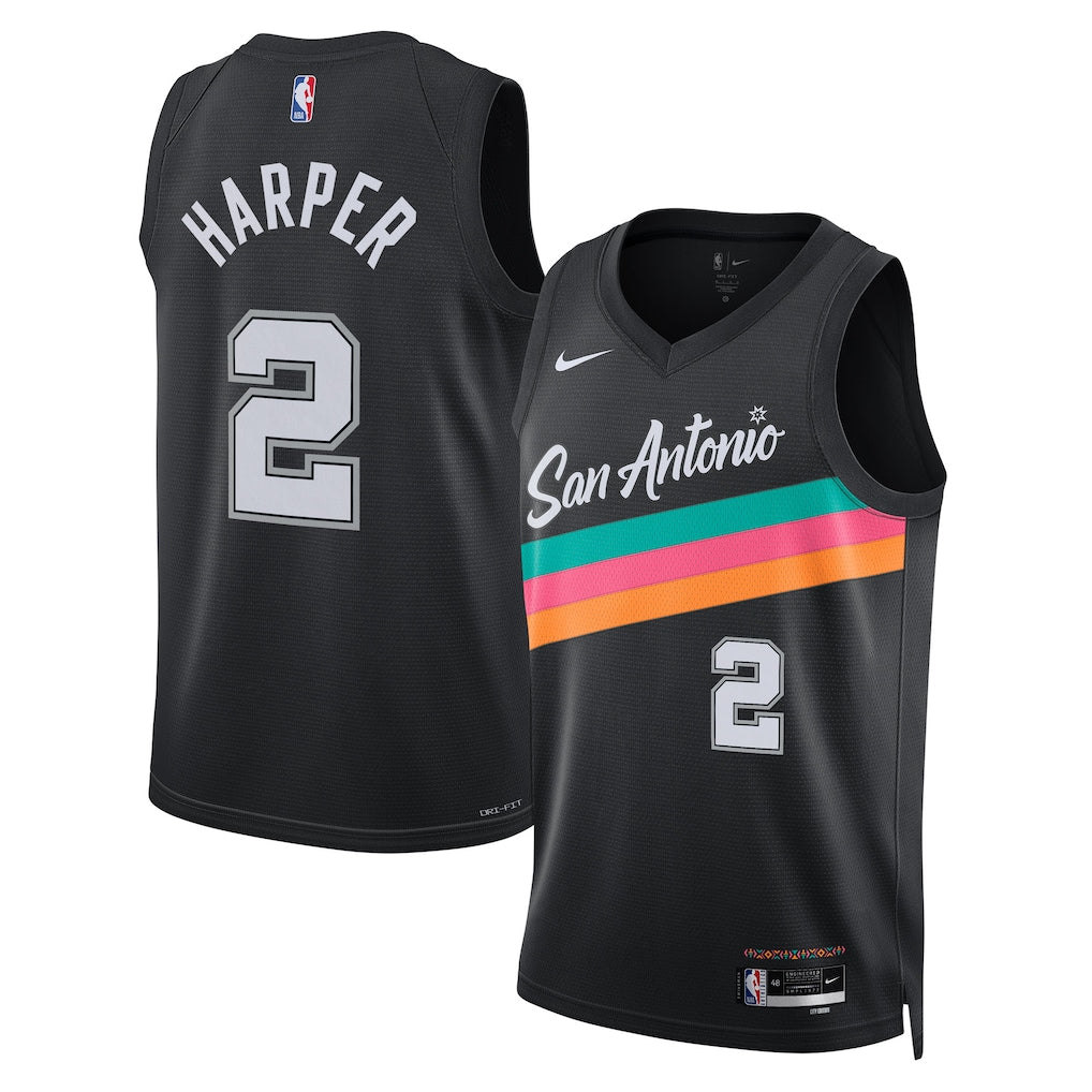 San Antonio Spurs Nike 2025/26 City Edition Swingman Jersey - Black - Dylan Harper - Unisex