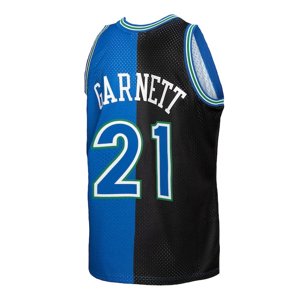 Kevin Garnett Minnesota Timberwolves Hardwood Classics 1995/96 Split Swingman Jersey - Black/Blue