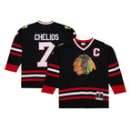 Chris Chelios Chicago Blackhawks  1997/98 Captain Patch Blue Line Player Jersey - Black