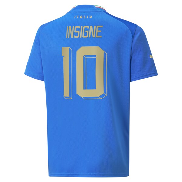 Lorenzo Insigne Italy National Team Puma Youth 2022/23 Home Replica Player Jersey - Blue