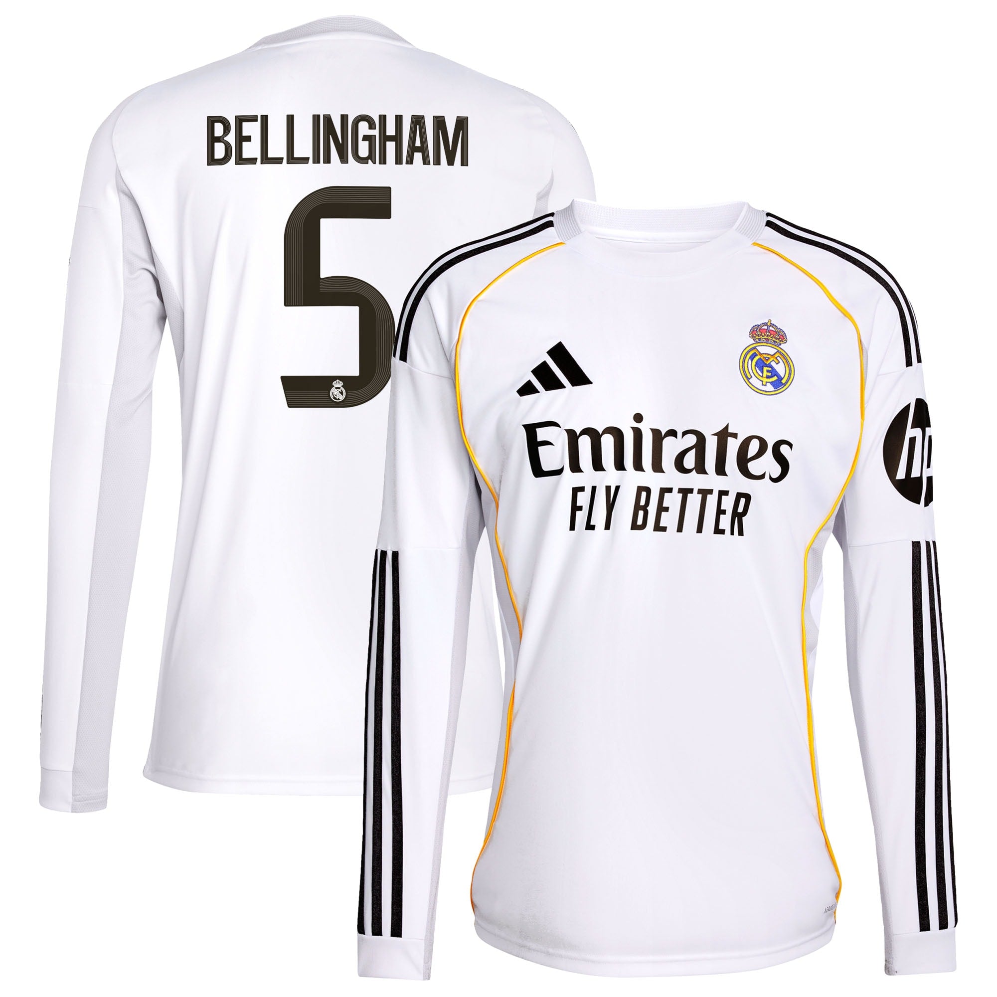 Jude Bellingham Los Merengues 2025/26 Away Long Sleeve Replica Jersey - Blue/White