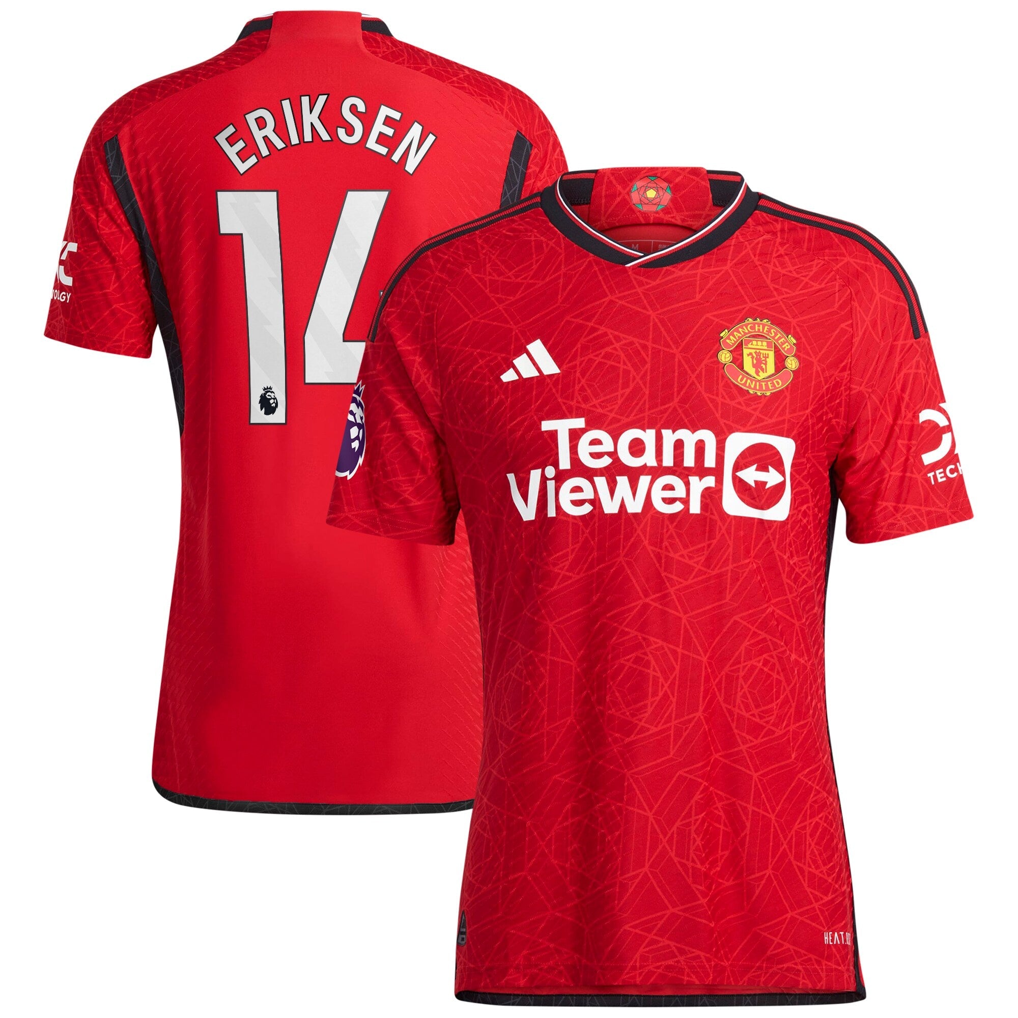 Christian Eriksen Manchester United adidas 2023/24 Away Authentic Player Jersey - Green/Red