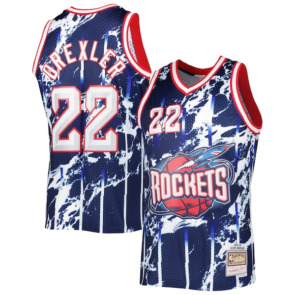 Clyde Drexler Houston Rockets 1996/97 Hardwood Classics Marble Swingman Jersey - Navy