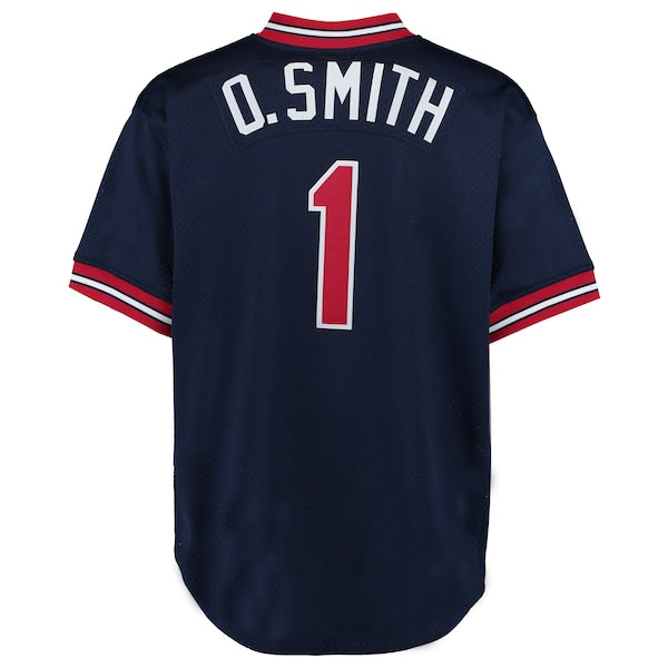 Ozzie Smith St. Louis Cardinals 1994 Authentic Cooperstown Collection Mesh Batting Practice Jersey - Navy/Scarlet