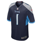JC Latham Tennessee Titans Nike 2024 NFL Draft First Round Pick Player Game Jersey - Navy
