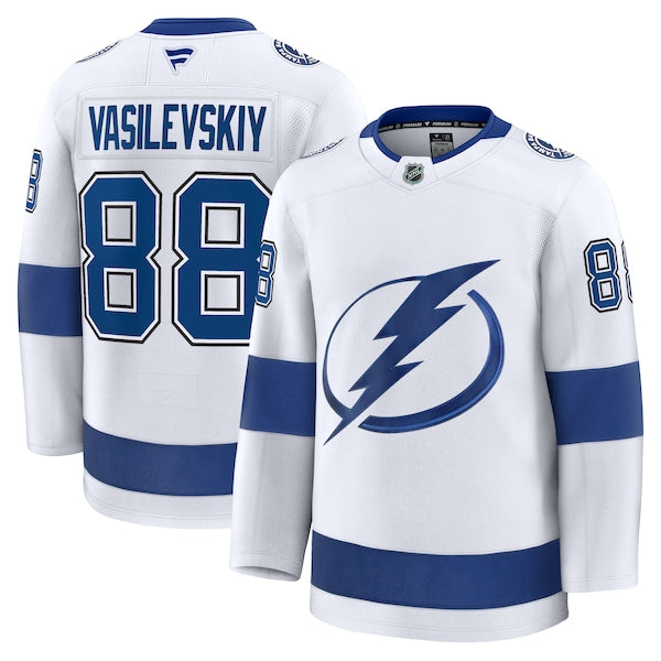 Andrei Vasilevskiy Tampa Bay Lightning  Away Premium Jersey - White/Black/Blue
