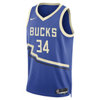 Giannis Antetokounmpo Milwaukee Bucks Nike Unisex 2024/25 Swingman Player Jersey - City Edition - Royal