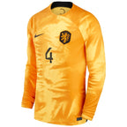 Virgil Van Dijk Netherlands National Team Nike 2022/23 Home Breathe Stadium Replica Player Long Sleeve Jersey - Orange