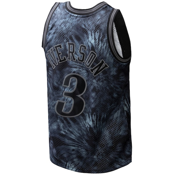Allen Iverson Philadelphia 76ers Hardwood Classics 1997/98 Tie-Dye Swingman Jersey - Black