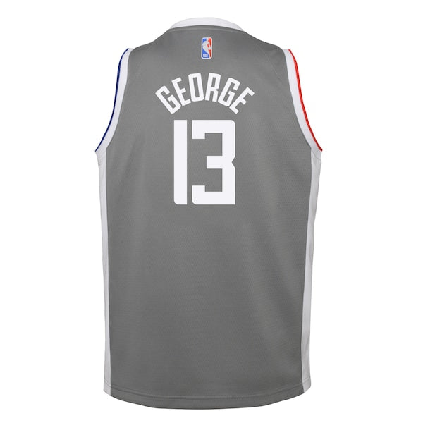Paul George LA Clippers Nike Youth 2020/21 Swingman Player Jersey Gray - Earned Edition