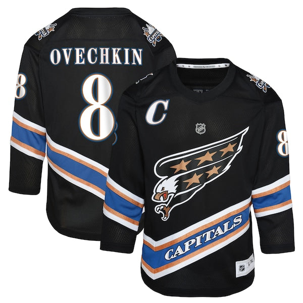 Alexander Ovechkin Washington Capitals Youth Alternate 50th Anniversary Replica Jersey - Black/Navy