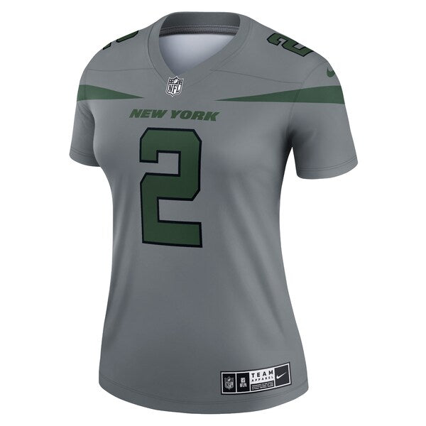 Zach Wilson New York Jets Nike Women's Inverted Legend Jersey - Gray