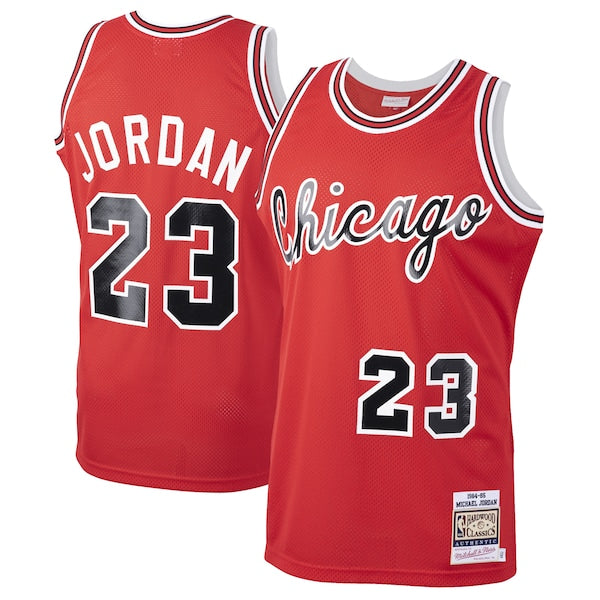Men's Chicago Bulls Michael Jordan Red 1984/85 Hardwood Classics Rookie Authentic Jersey - Red/White