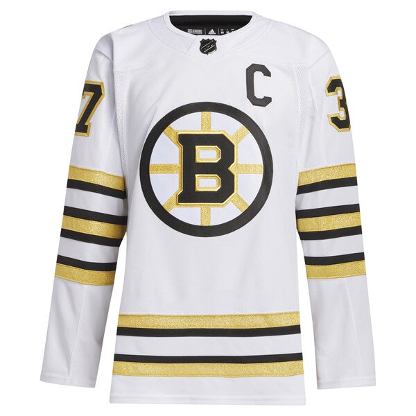 Patrice Bergeron Boston Bruins adidas Away Primegreen Authentic Player Jersey - White/Black
