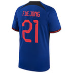 Frenkie de Jong Netherlands National Team Nike 2022/23 Away Breathe Stadium Replica Player Jersey - Blue