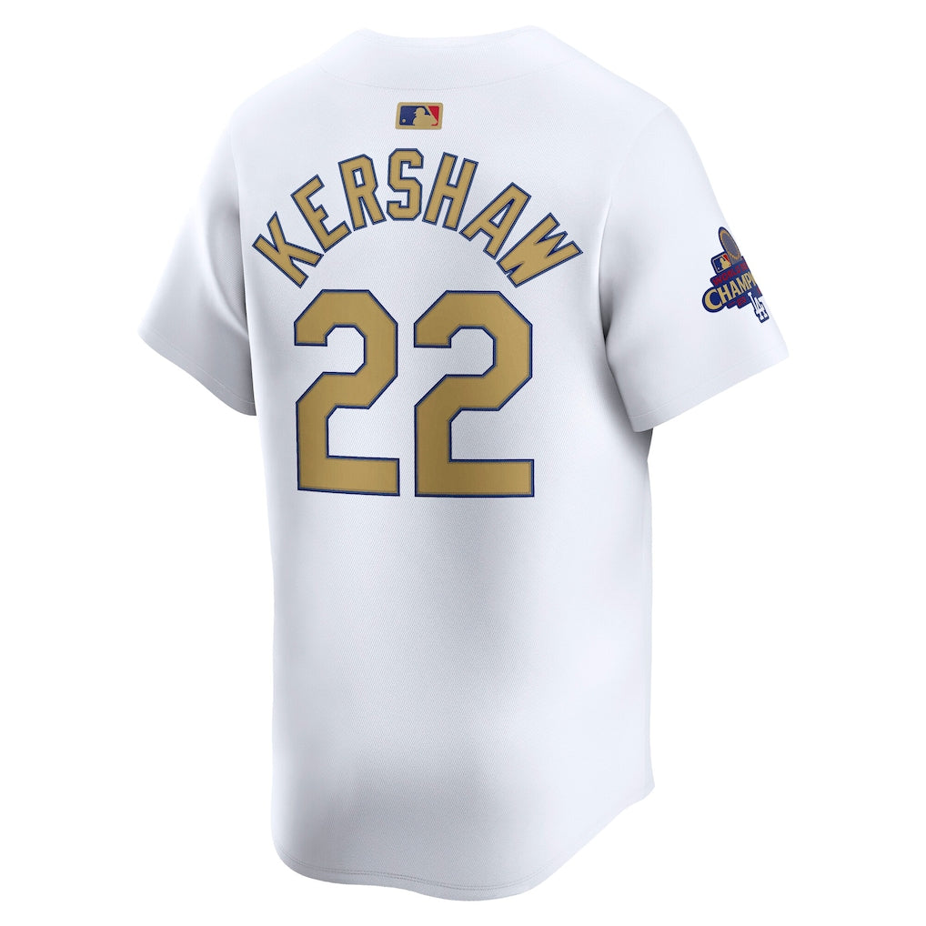 Clayton Kershaw Los Angeles Dodgers Nike 2025 Gold Collection Limited Jersey – White