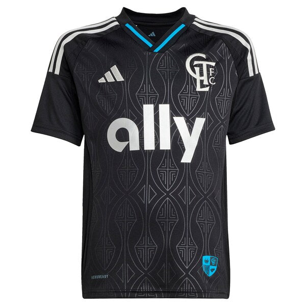 Patrick Agyemang Charlotte FC adidas Youth 2025 Fortress Kit Replica Player Jersey - Black