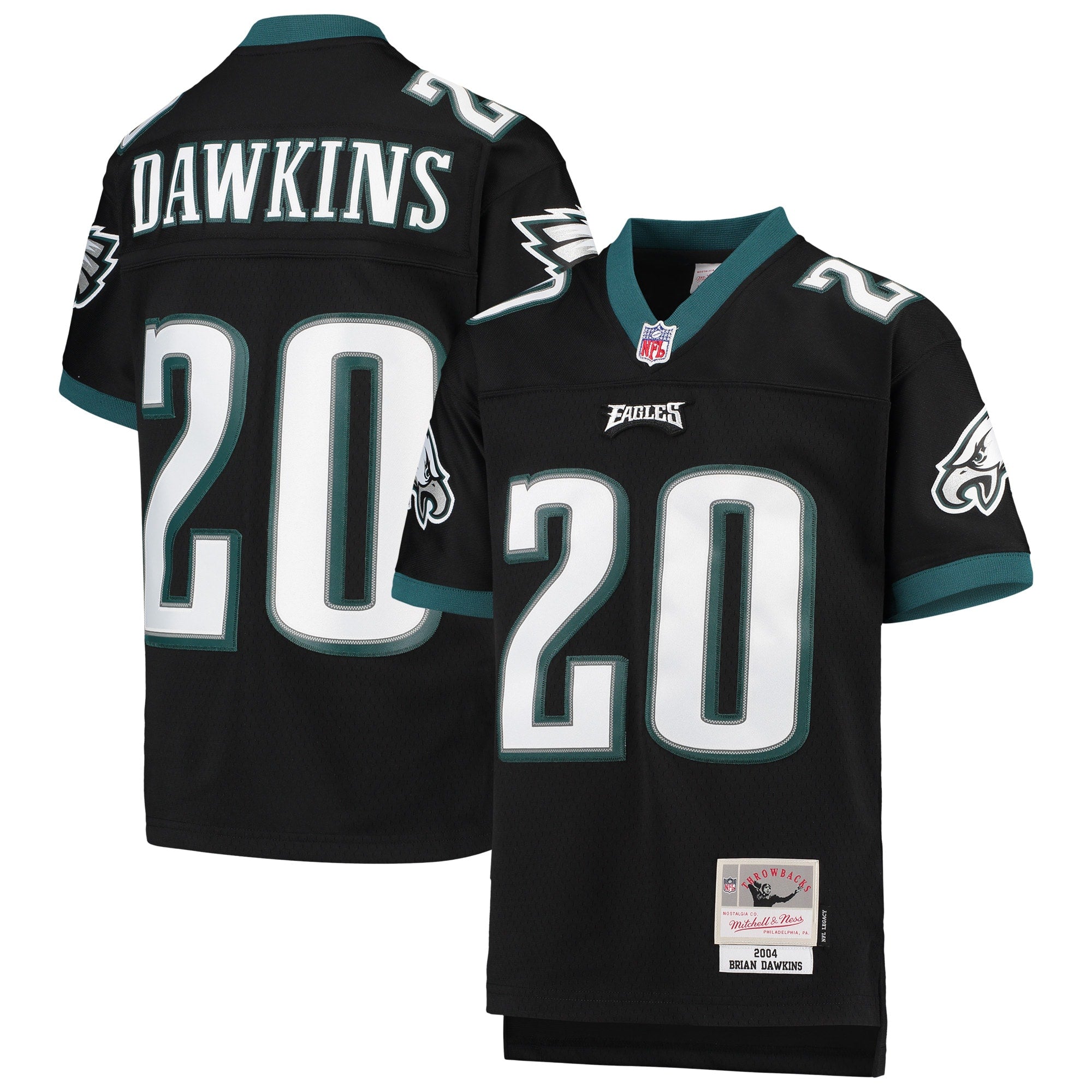 Brian Dawkins Philadelphia Eagles Youth 2004 Legacy Retired Player Jersey - Midnight Green/Black