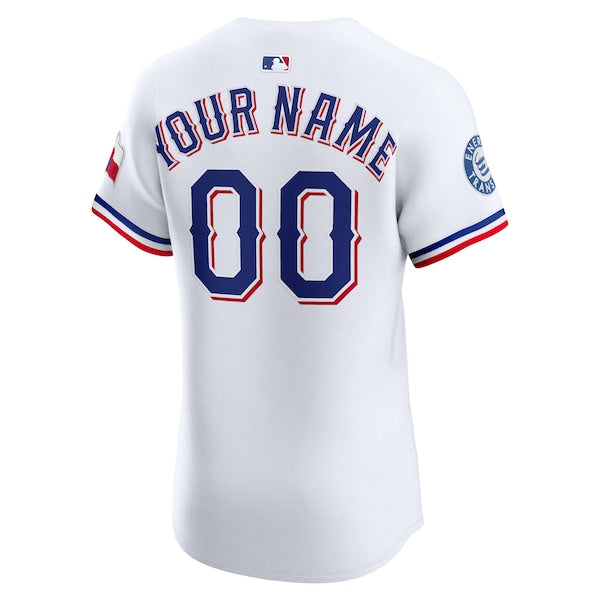 Texas Rangers Nike Home Elite Sponsor Patch Custom Jersey - White