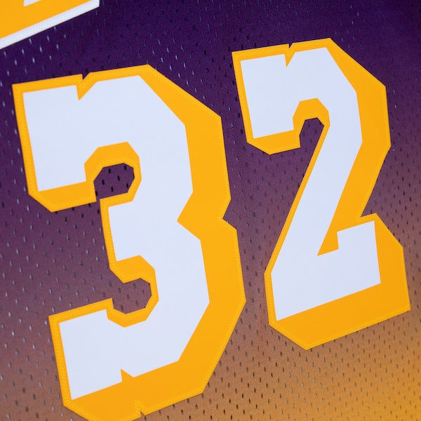 Magic Johnson Los Angeles Lakers 1984/85 Hardwood Classics Fadeaway Swingman Player Jersey - Gold/Purple