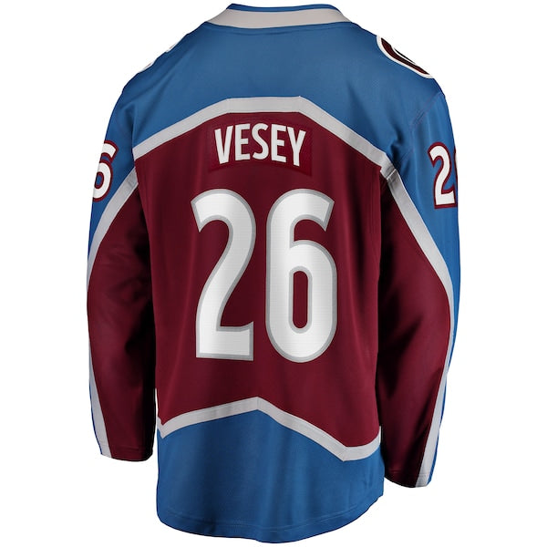 Jimmy Vesey Colorado Avalanche  Home Breakaway Jersey - Burgundy