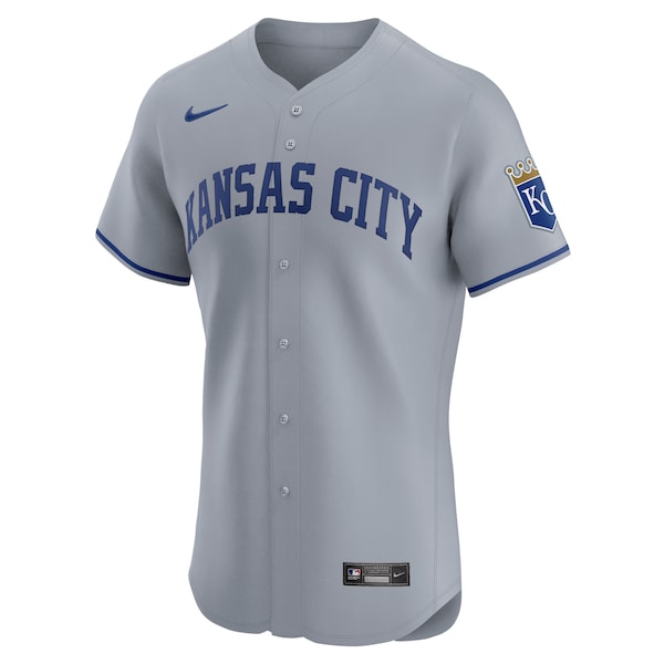 Kansas City Royals Nike Road Vapor Premier Elite Patch Jersey - Gray
