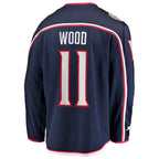 Miles Wood Columbus Blue Jackets  Home Breakaway Jersey - Navy