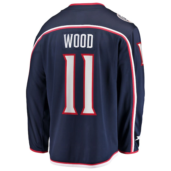 Miles Wood Columbus Blue Jackets  Home Breakaway Jersey - Navy