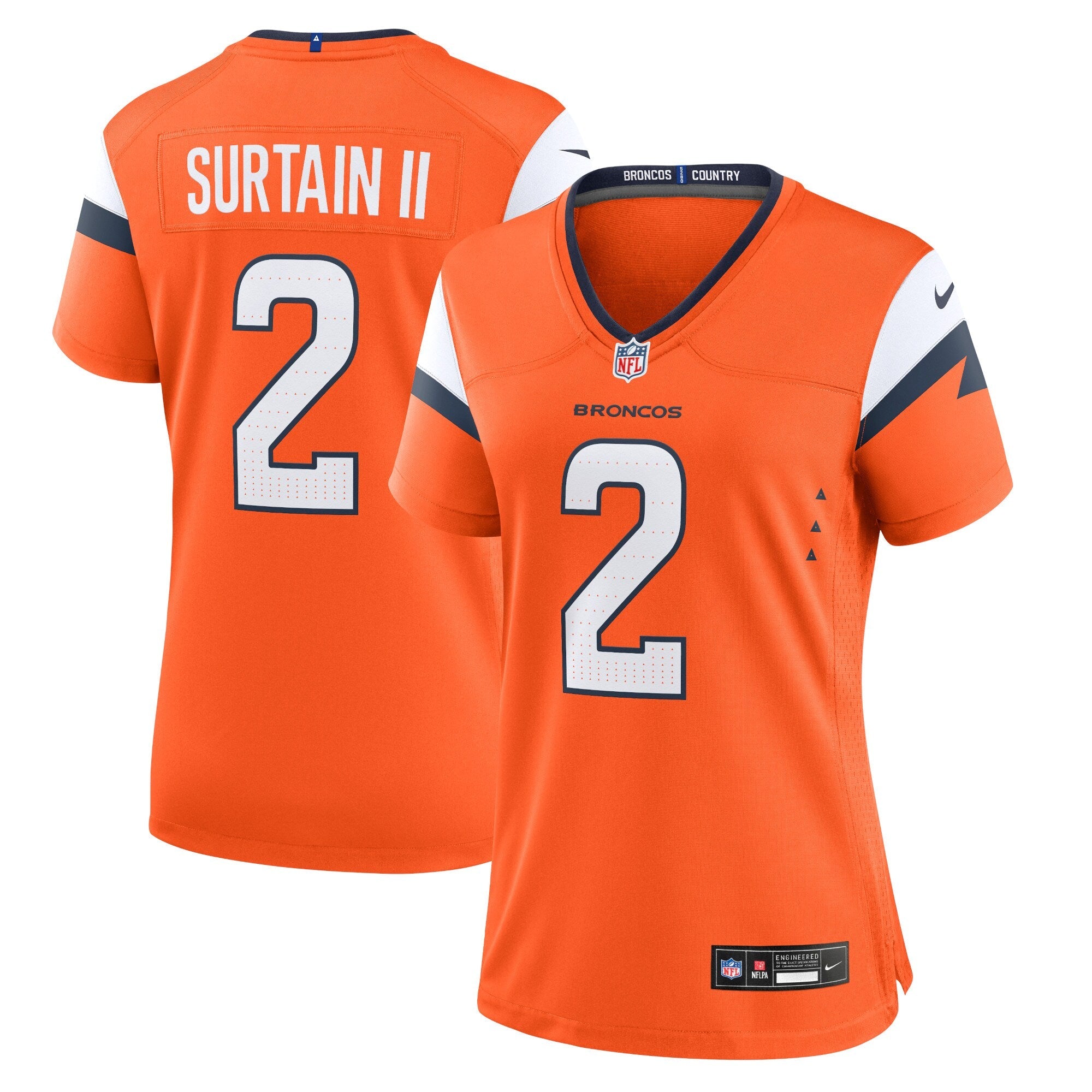 Patrick Surtain II Denver Broncos Nike Women's Game Jersey - White/Navy/Orange