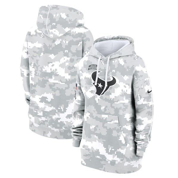 Houston Texans Nike Women's 2024 Salute To Service Club Fleece Pullover Hoodie - Arctic Camo